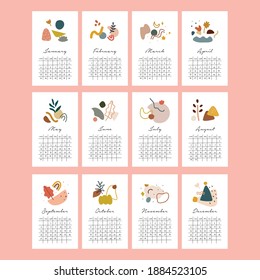 2021 calendar design with an abstract and simple style