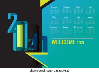 2021 calendar design, colorful and modern background