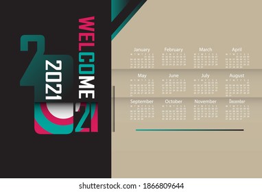 2021 calendar design, colorful and modern background