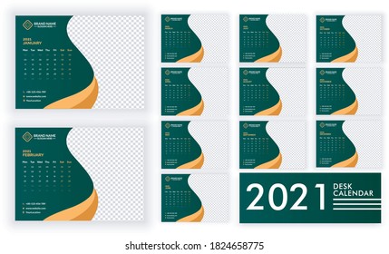 2021 calendar design, desk calendar template design for 2021, Minimal and professional planner design.