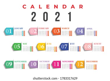 2021 Calendar Design. Set Of 12 Months. Monthly Wall Calendar 2021. 2021 Calendar Planner Set For Template Corporate Design Week Start On Monday.