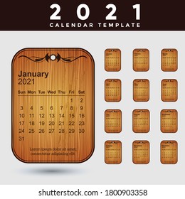 2021 Calendar design. Vector illustration.
