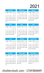 plantilla vectorial de diseño de calendario 2021.  