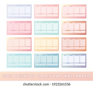 2021 Calendar, Desktop Calendar, 12-Month Calendar, Vector Illustration Background