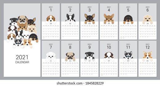 50+ Dog Free Cute Printable Calendar 2021 Gif