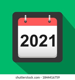 2021 calendar flat icon, 2021 calendar cover sheet in flat style, new year's eve vector