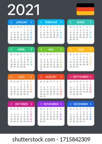 2021 calendar - German version - Vector Template