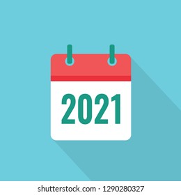 2021 calendar icon flat color. New year vector sign