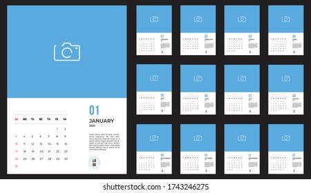2021 Calendar - illustration. Template. Mock up