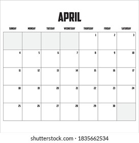 Calendario de 2021 aislado en un contexto para abril
