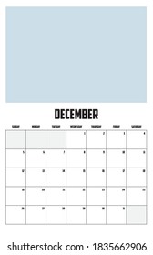 2021 Calendar Isolated on a Background for December