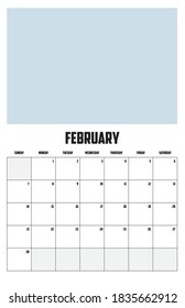 2021 Calendar Isolated on a Background for February