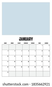 2021 Calendar Isolated on a Background for January