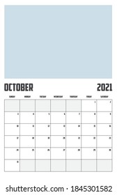 2021 Calendar Isolated on a Background October