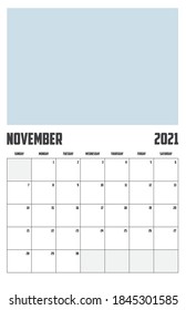 Calendario de 2021 aislado en segundo plano Noviembre