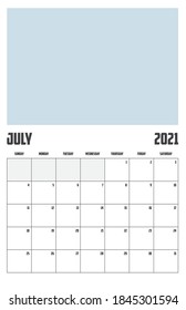2021 Calendar Isolated on a Background July