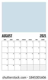 2021 Calendar Isolated on a Background August