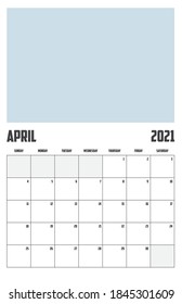 2021 Calendar Isolated on a Background April