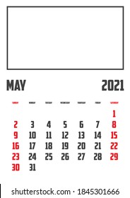 2021 Calendar Isolated on a Background May
