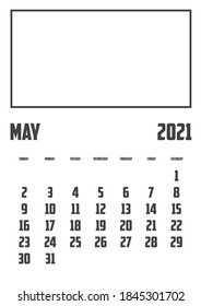 2021 Calendar Isolated on a Background May