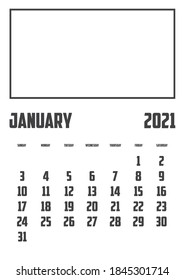 2021 Calendar Isolated on a Background January