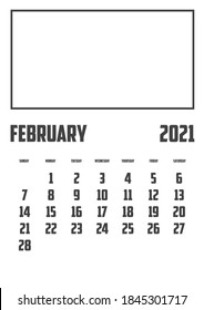 2021 Calendar Isolated on a Background February