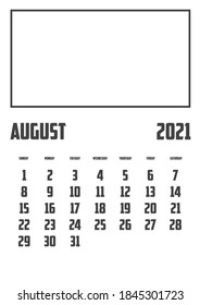 2021 Calendar Isolated on a Background August