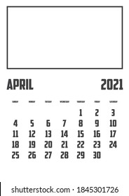 Calendario de 2021 aislado en un contexto de abril