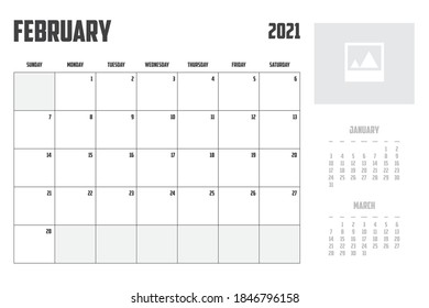 2021 Kalender einzeln auf Hintergrund Februar