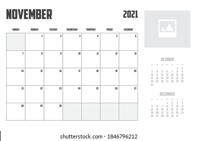 2021 Calendar Isolated on a Background November