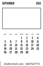 2021 Calendar Isolated on a Background September