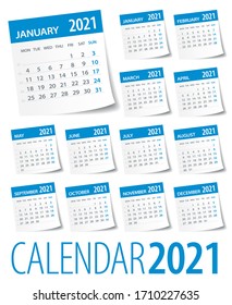 2021 Calendar Leaves Set - Vector Illustration