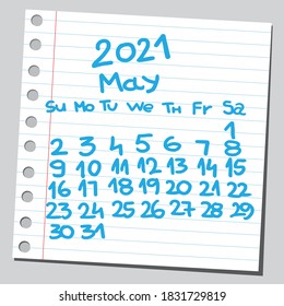 2021 calendar May ( sketch style ).