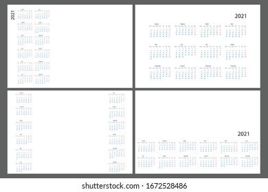 2021 Calendar net. Yearly planner set universal, classic design 