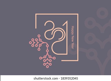 2021 calendar. 2021 new year vector illustration With With a rounded decoration.