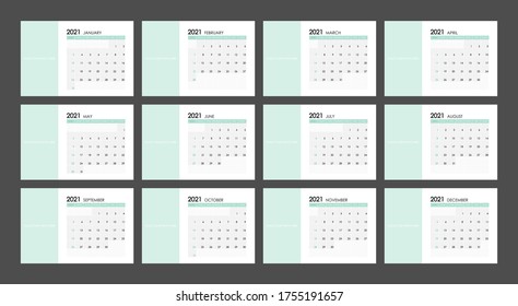 2021 Calendar Planner Design.Week Starts on Sunday.