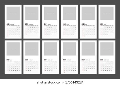 2021 Calendar Planner Design.Week Starts on Sunday.