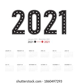 2021 calendar planner set for template corporate design.
Isolated vector illustration on white background.
