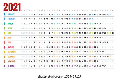 2021 Calendar, Print Template with Place for Photo, Your Logo and Text. Week Starts Sunday. Portrait Orientation. Set of 12 Months. Planner for 2021 Year.