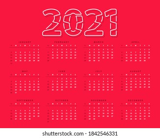 2021 calendar, schedule vector design.