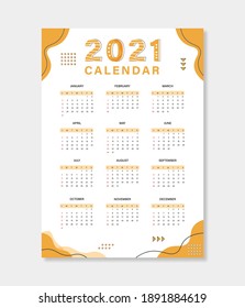 2021 calendar template with abstract background style