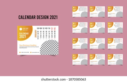Plantilla de calendario 2021 Diseño 12 meses incluir