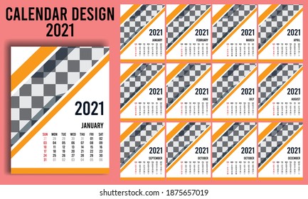 2021 calendar template design 12 months include