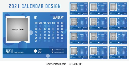 2021 Calendar Template, Calendar Design, Desk Calendar, Desk calendar 