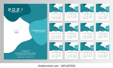 2021 calendar template design in modern color