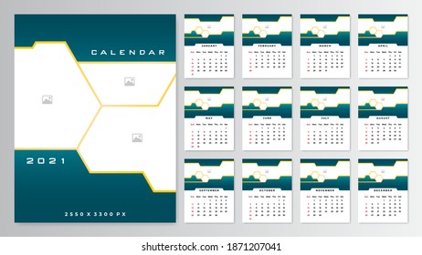 2021 calendar template design in modern color