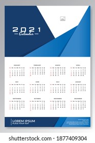 2021 calendar template design in one sheet