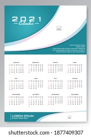 Diseño de plantillas de calendario 2021 en una hoja