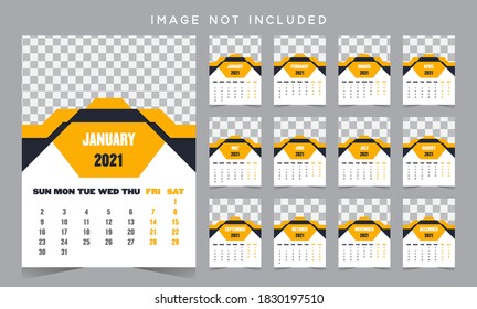 2021 calendar template design vector with creative shape.wall calendar 2021