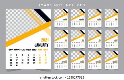 2021 calendar template design vector with creative shape.wall calendar 2021